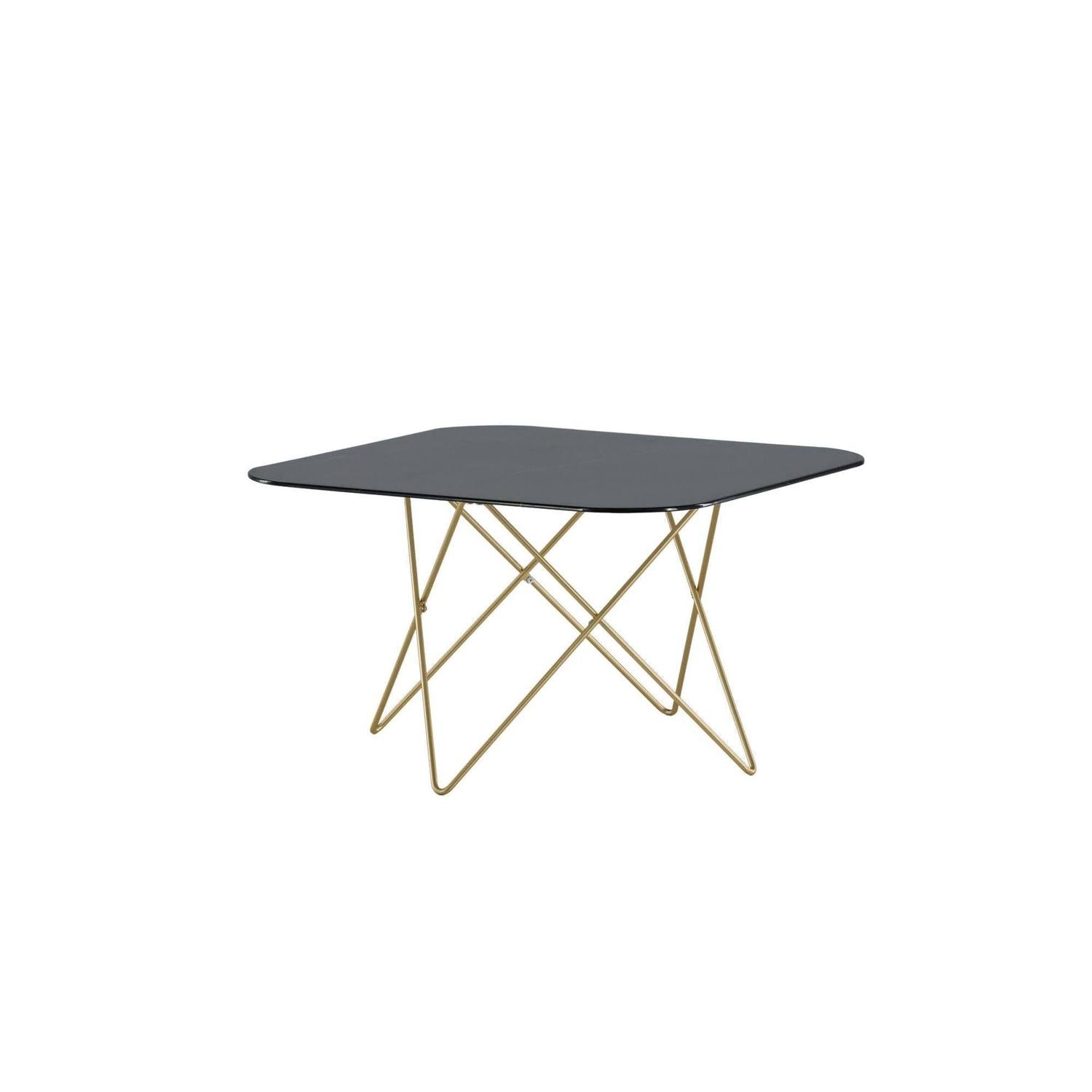 Couchtisch Tristar aus Marmorglas - Schwarz / Messing gebürstet-Couchtisch-Venture Home-le canapé