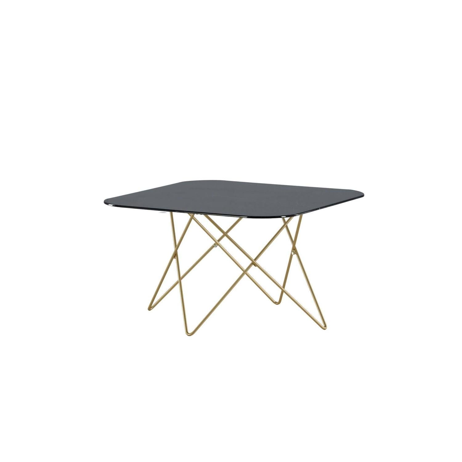 Couchtisch Tristar aus Marmorglas - Schwarz / Messing gebürstet-Couchtisch-Venture Home-le canapé