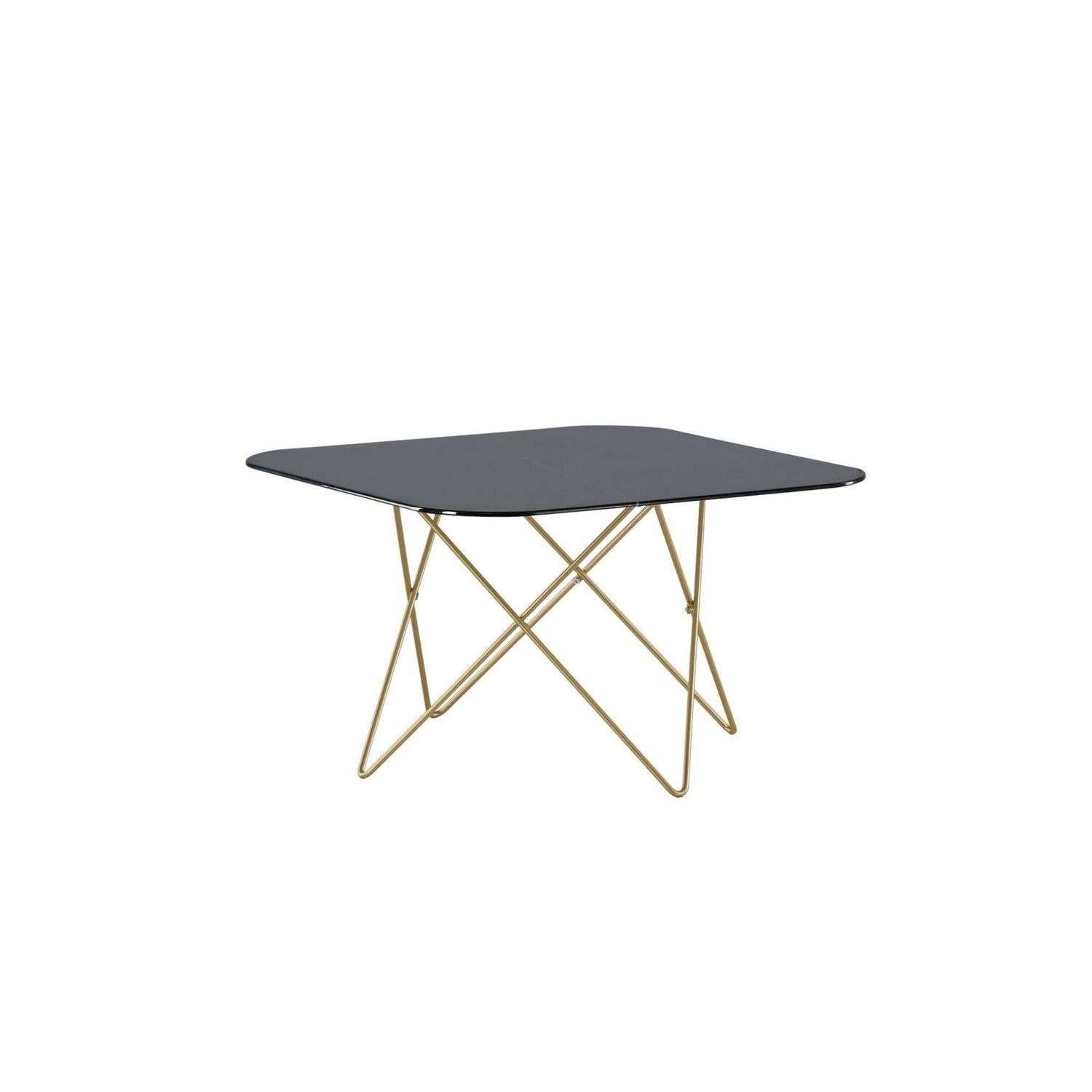 Couchtisch Tristar aus Marmorglas - Schwarz / Messing gebürstet-Couchtisch-Venture Home-le canapé