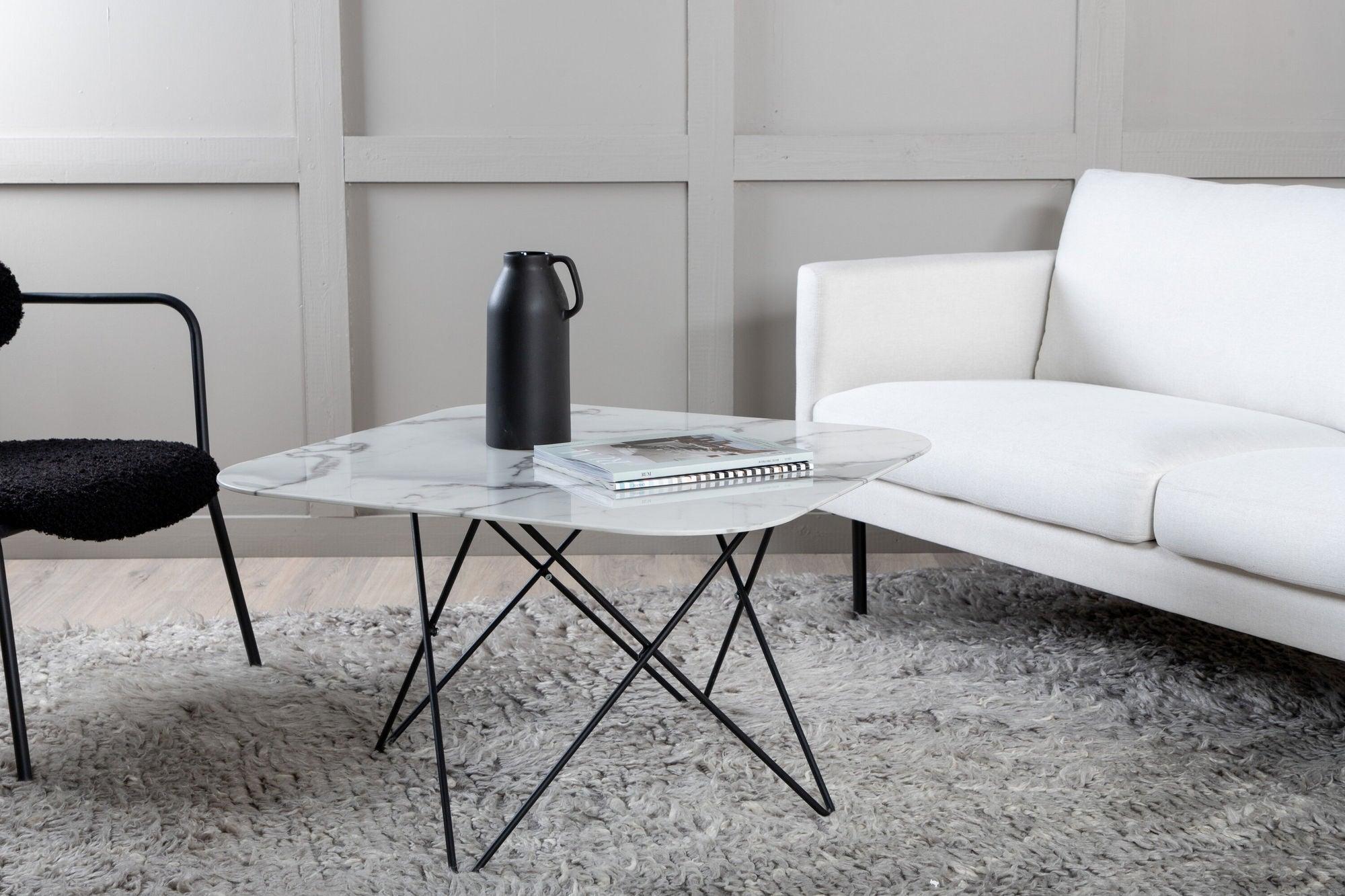 Couchtisch Tristar aus Marmorglas - Weiß-Couchtische-Venture Home-le canapé