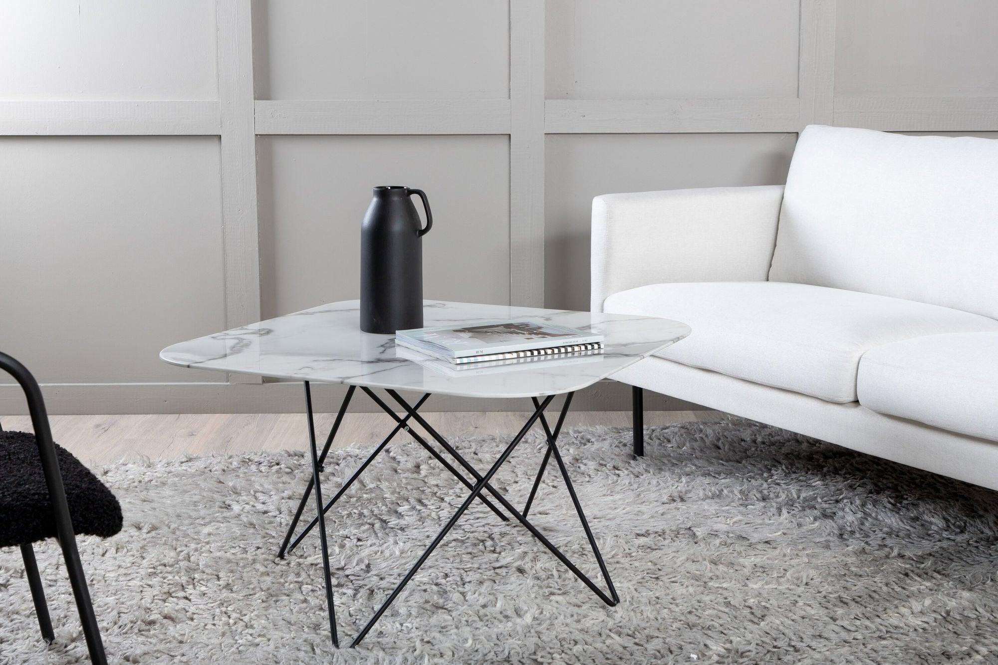 Couchtisch Tristar aus Marmorglas - Weiß-Couchtische-Venture Home-le canapé