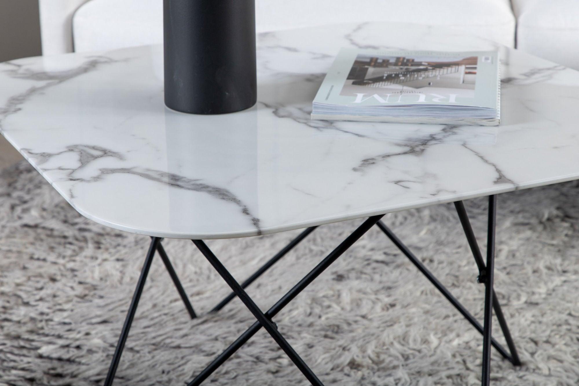 Couchtisch Tristar aus Marmorglas - Weiß-Couchtische-Venture Home-le canapé