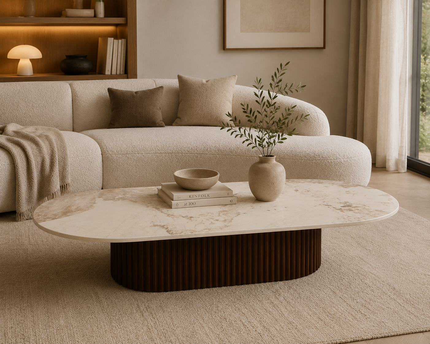 Couchtisch Urban Chique aus Keramik in Marmoroptik - Beige-Couchtische-Pole to Pole-le canapé