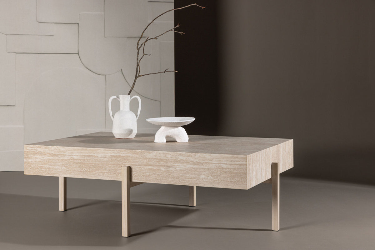 Couchtisch Vadholmen 120cm in Travertin-Optik - Beige-Couchtische-Vind-le canapé