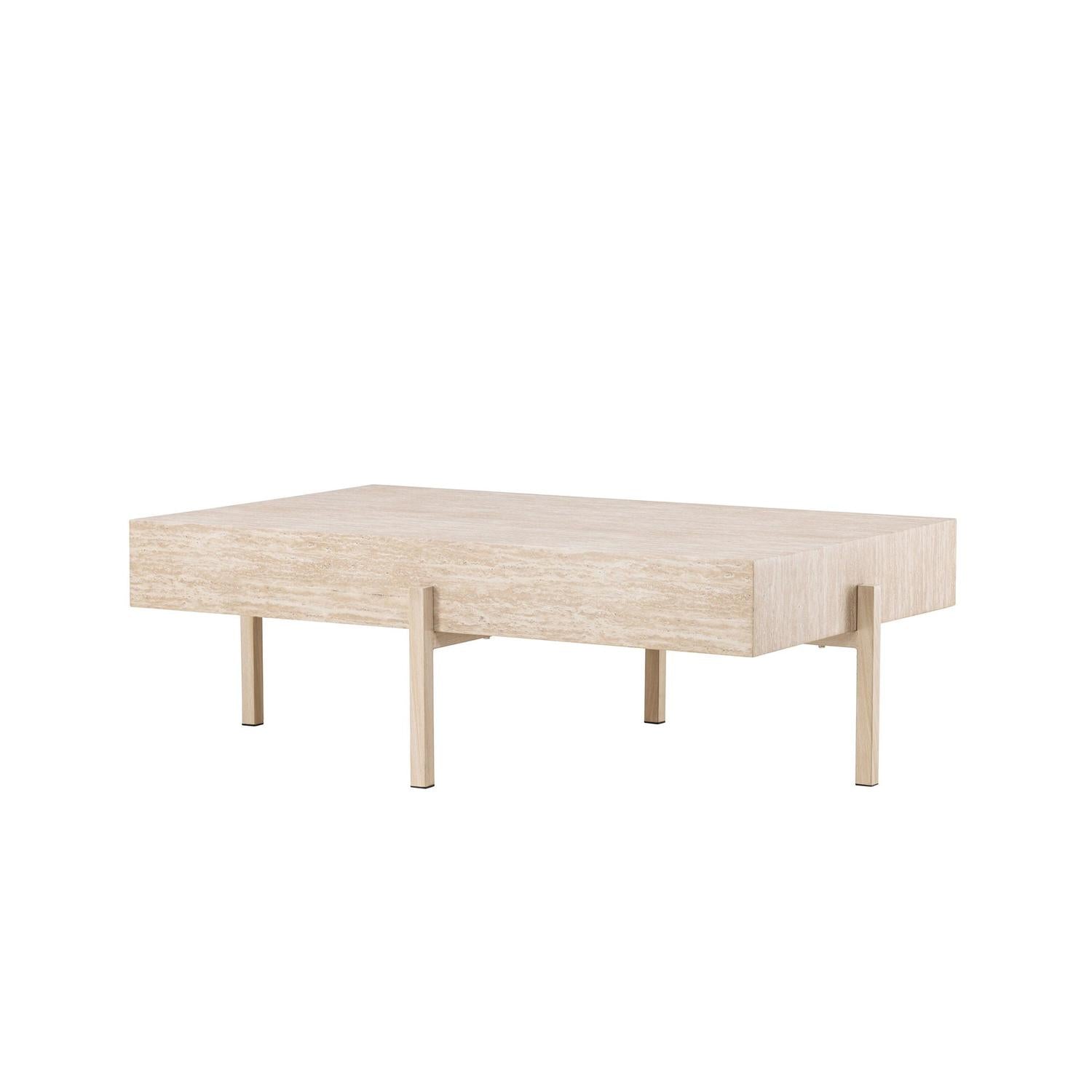 Couchtisch Vadholmen 120cm in Travertin-Optik - Beige-Couchtische-Vind-le canapé