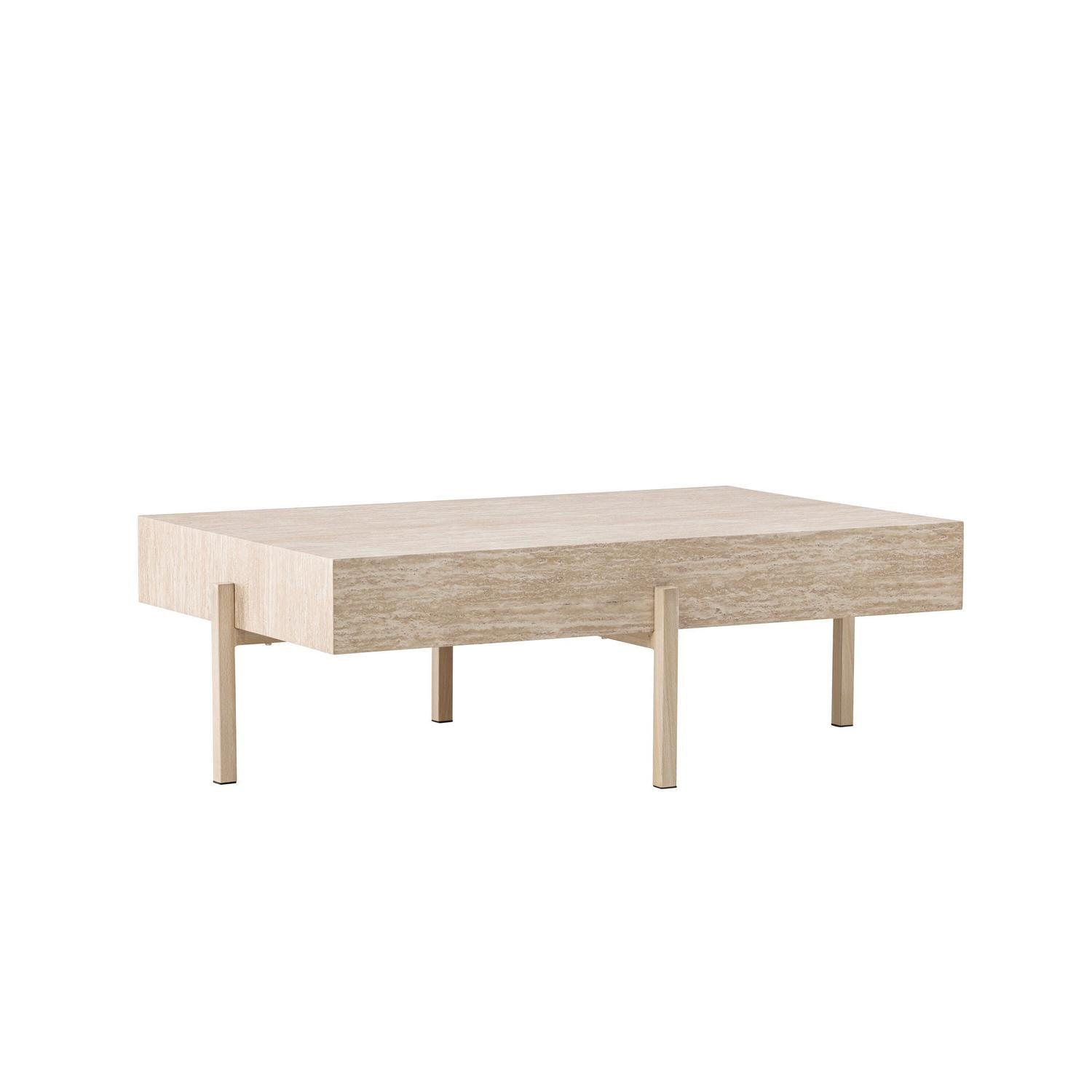 Couchtisch Vadholmen 120cm in Travertin-Optik - Beige-Couchtische-Vind-le canapé