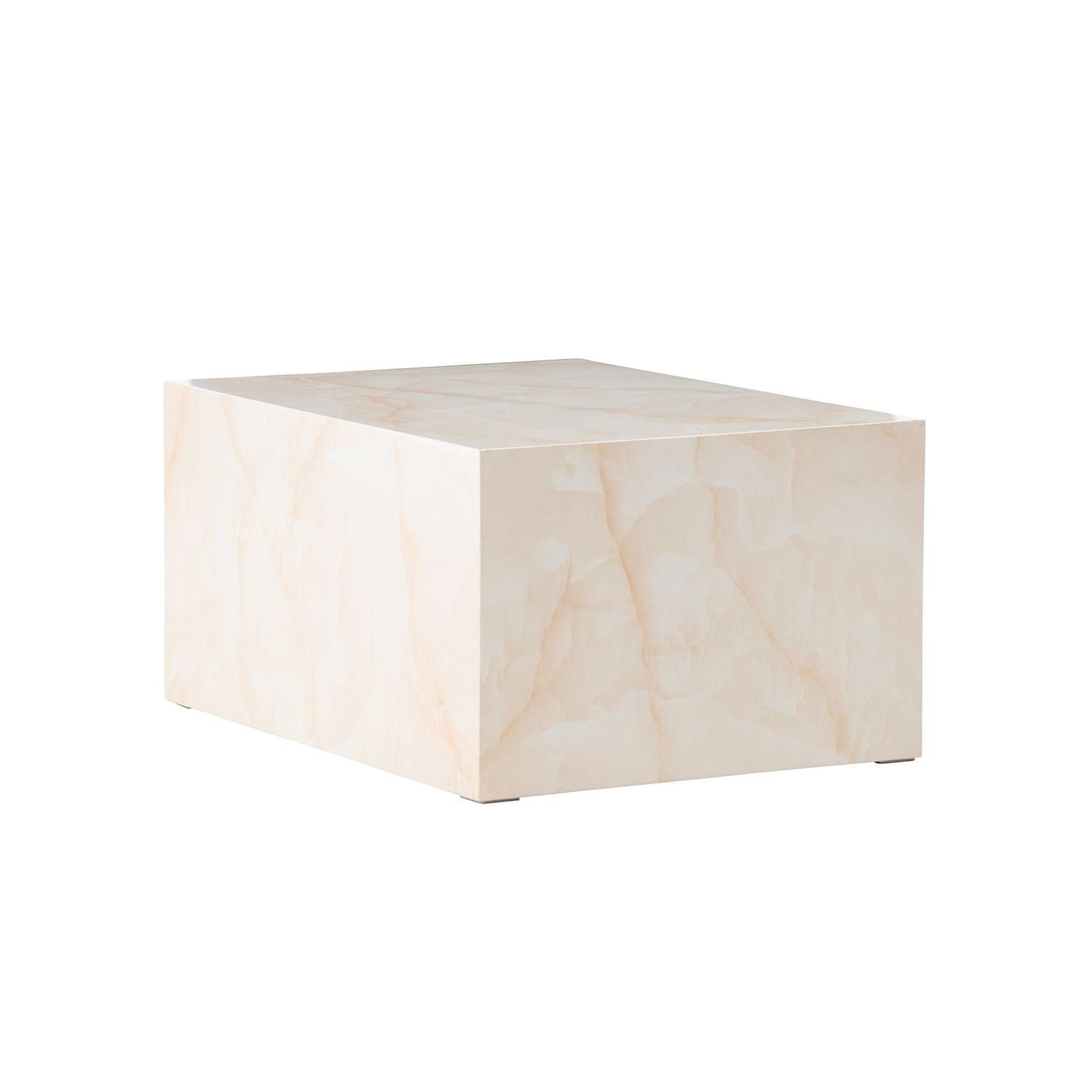 Couchtisch York 80*60cm in Marmoroptik - Hellgelb-Couchtische-Venture Home-le canapé