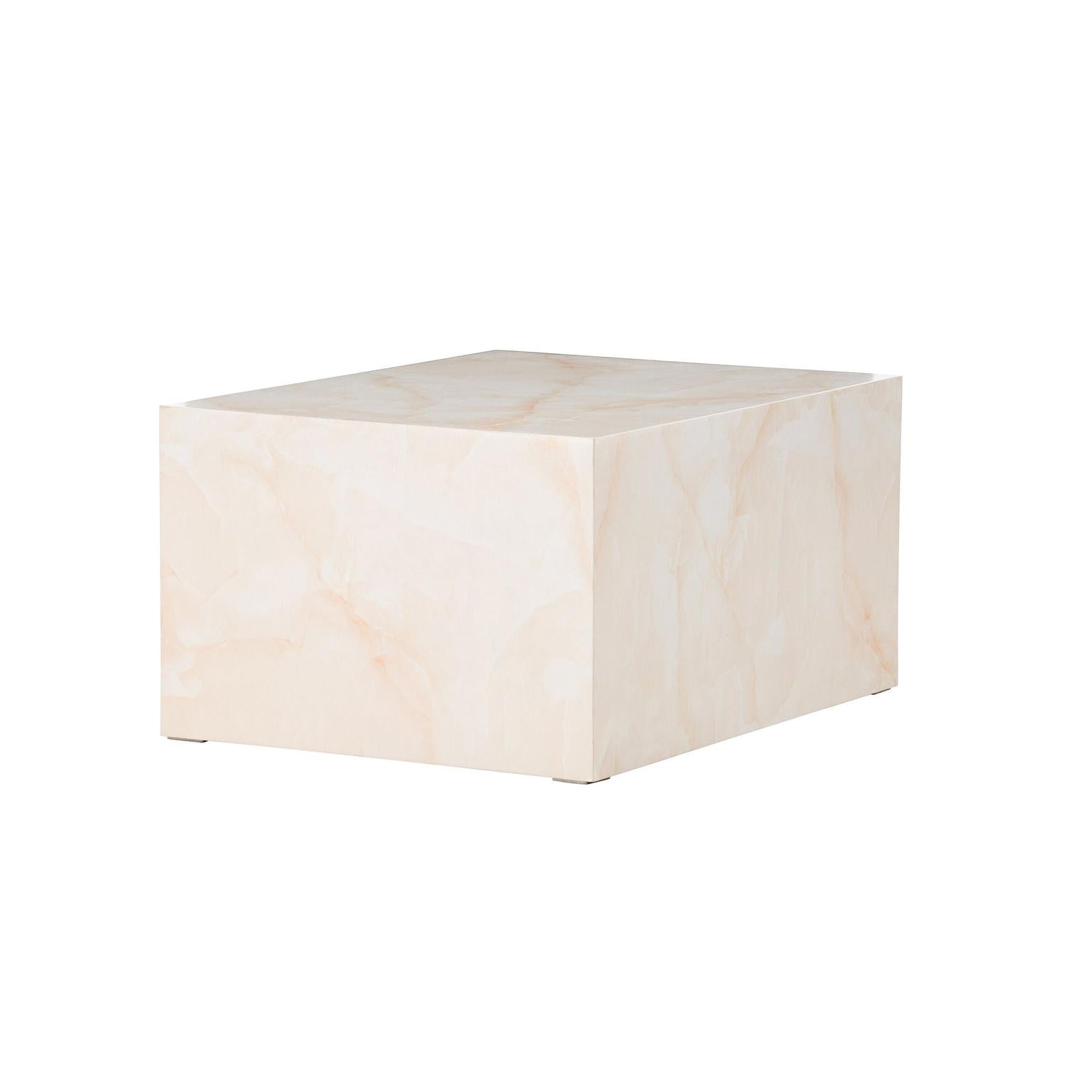 Couchtisch York 80*60cm in Marmoroptik - Hellgelb-Couchtische-Venture Home-le canapé