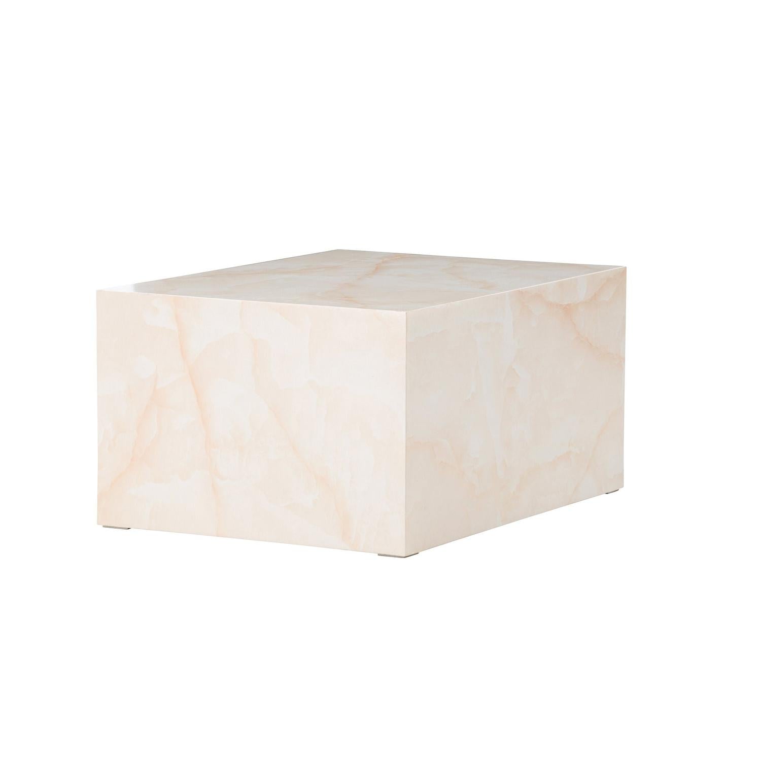 Couchtisch York 80*60cm in Marmoroptik - Hellgelb-Couchtische-Venture Home-le canapé