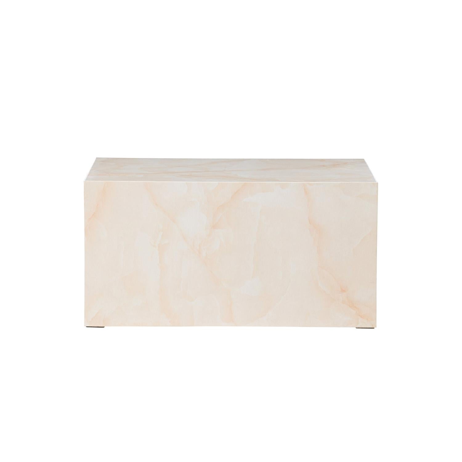 Couchtisch York 80*60cm in Marmoroptik - Hellgelb-Couchtische-Venture Home-le canapé