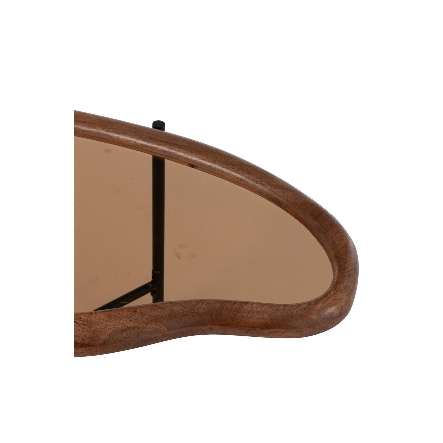 Couchtisch Zig aus Glas mit Holzrahmen - Braun-Couchtische-J-Line-le canapé