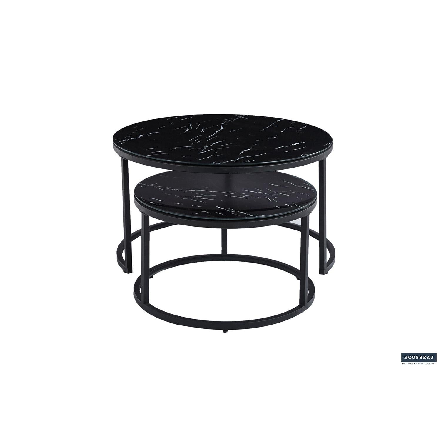 Couchtische Boston in Marmoroptik, 2er-Set - Schwarz-Couchtisch-Rousseau-le canapé