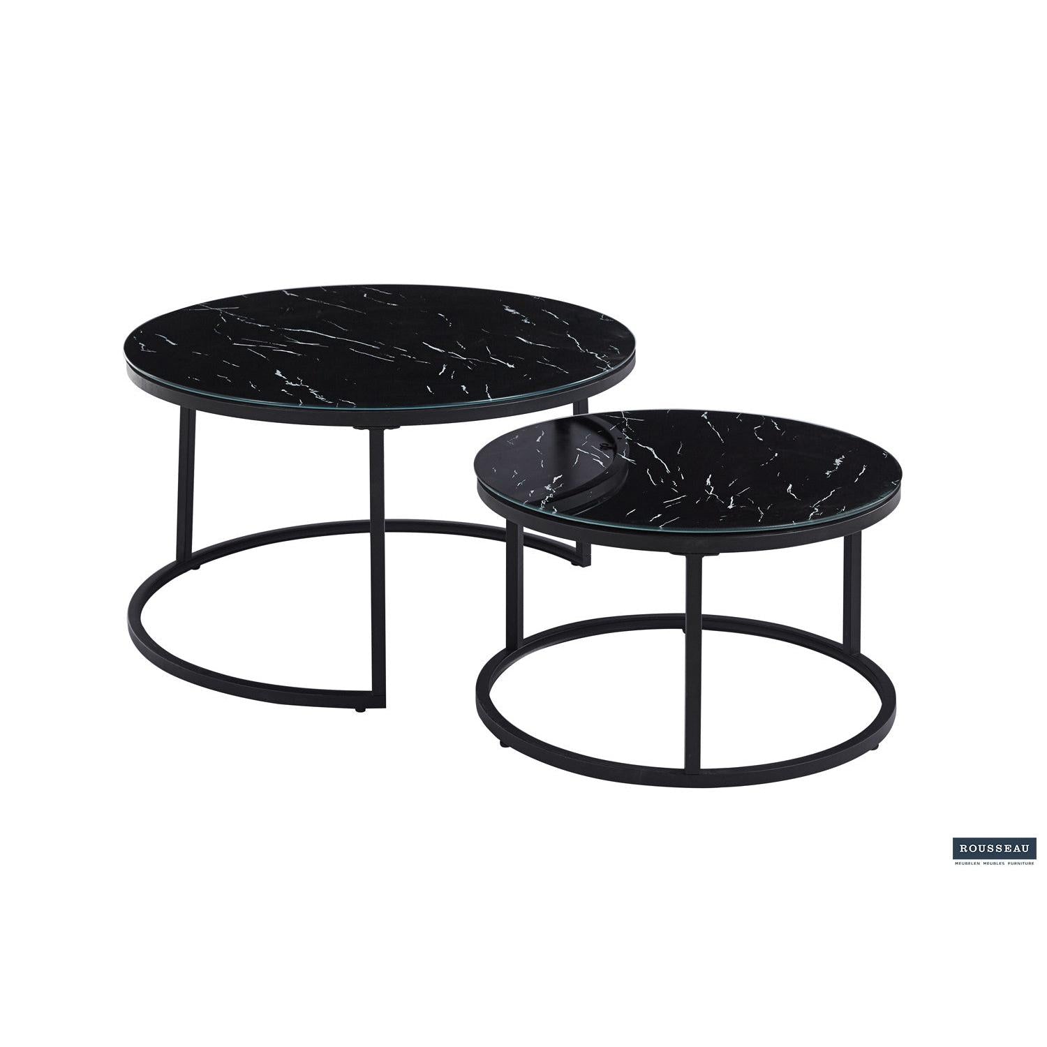 Couchtische Boston in Marmoroptik, 2er-Set - Schwarz-Couchtisch-Rousseau-le canapé