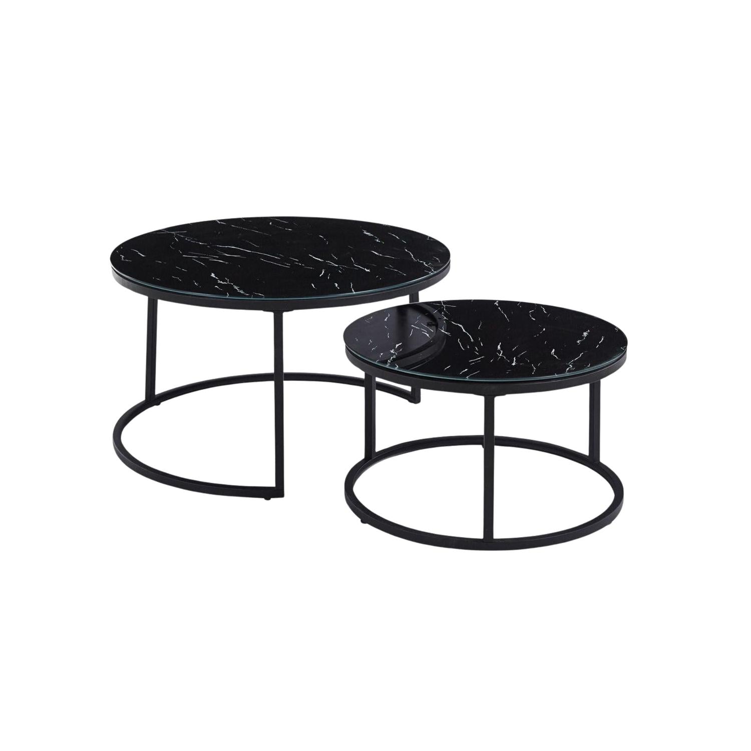 Couchtische Boston in Marmoroptik, 2er-Set - Schwarz-Couchtisch-Rousseau-le canapé