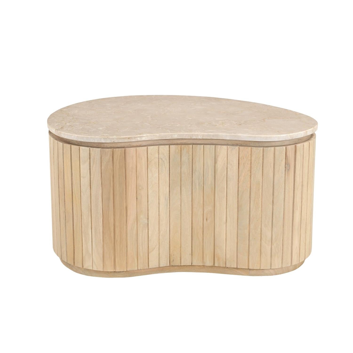 Couchtische Sorai aus Mangoholz und Marmor, 2er-Set - Beige-Couchtisch-Livingfurn-le canapé