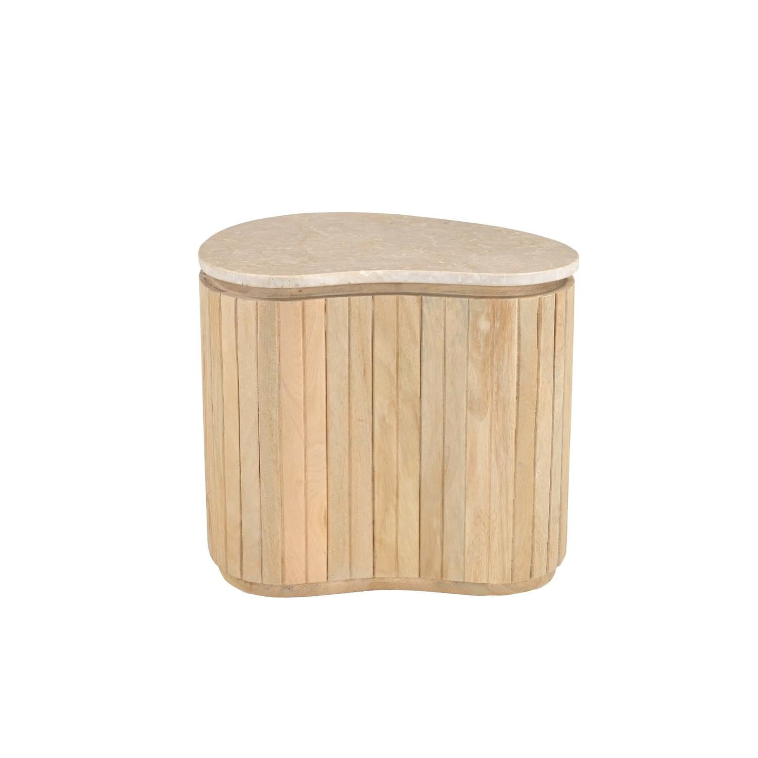 Couchtische Sorai aus Mangoholz und Marmor, 2er-Set - Beige-Couchtisch-Livingfurn-le canapé