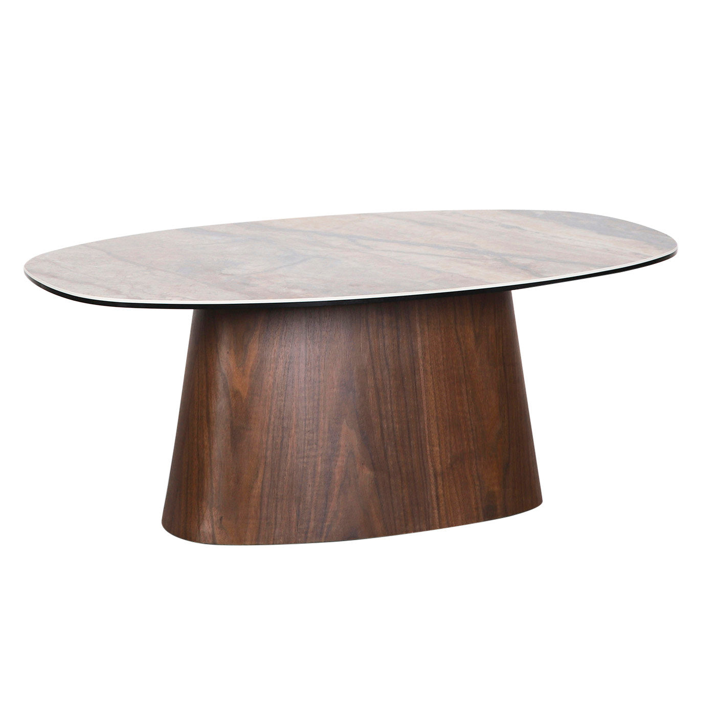 Dänischer Couchtisch Keramik Onyx / Nussbaumfurnier-Pole to Pole-le canapé
