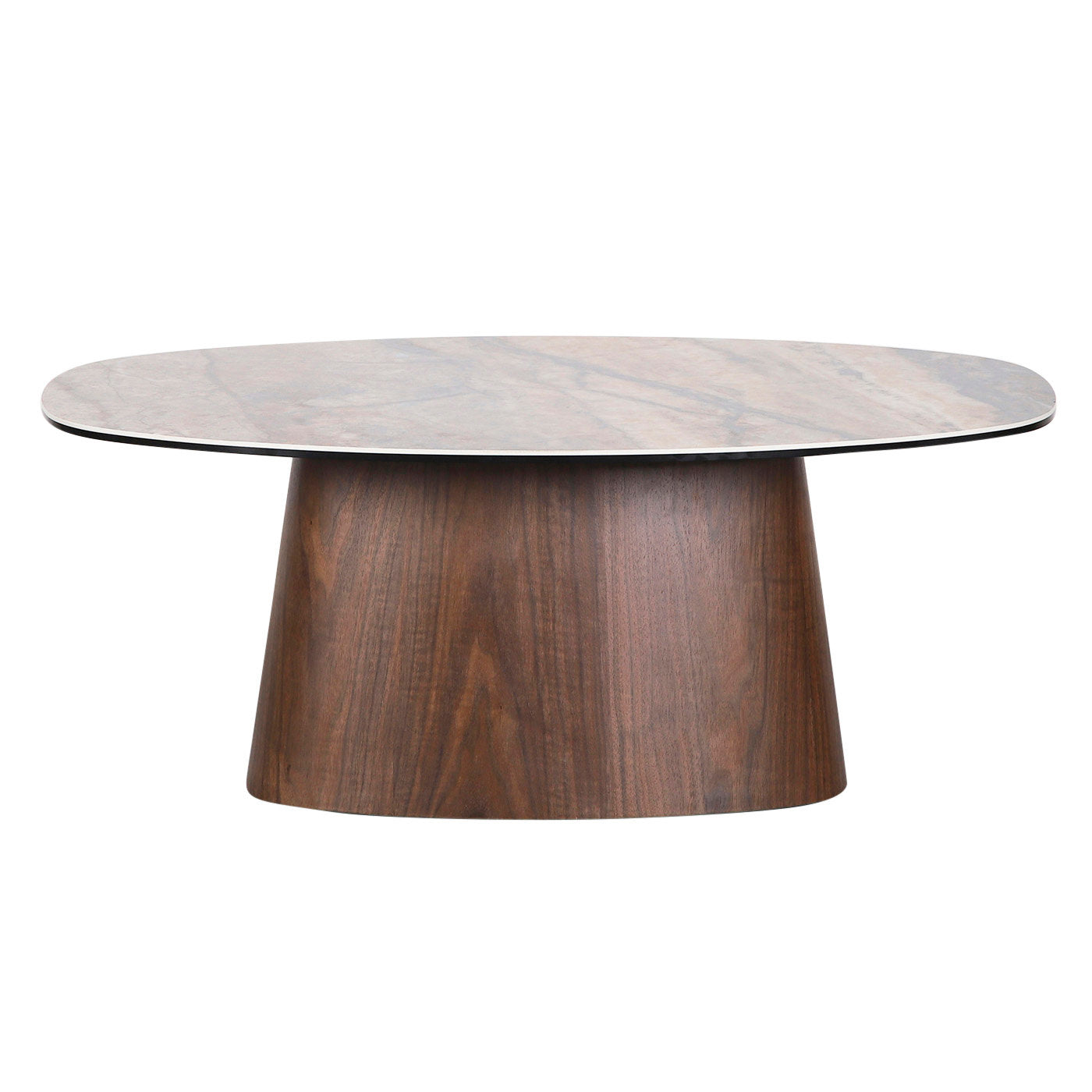 Dänischer Couchtisch Keramik Onyx / Nussbaumfurnier-Pole to Pole-le canapé