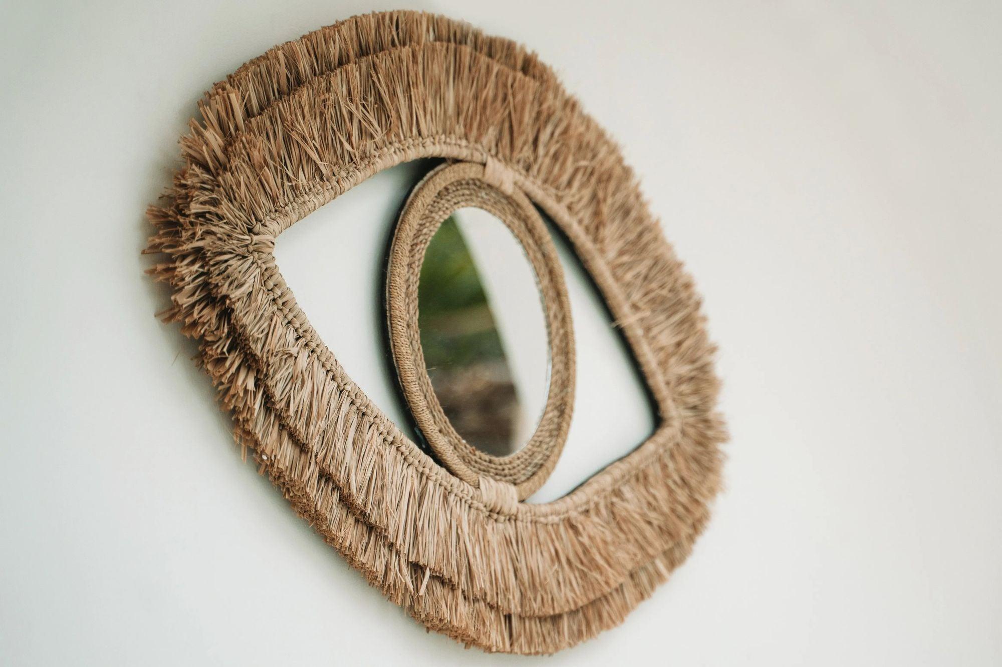 Der Raffia Eye Spiegel - Natur - MDekospiegel