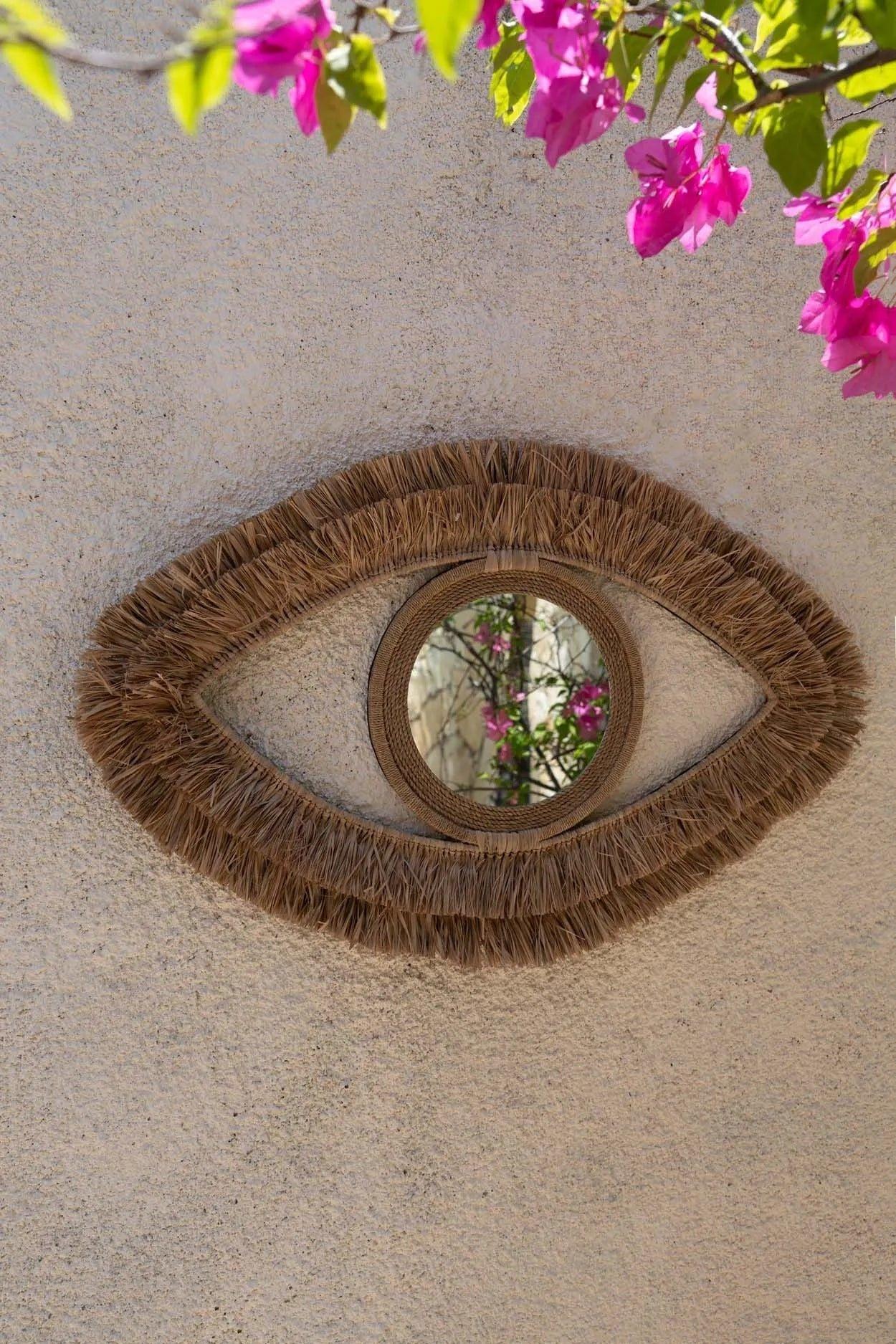 Der Raffia Eye Spiegel - Natur - MDekospiegel