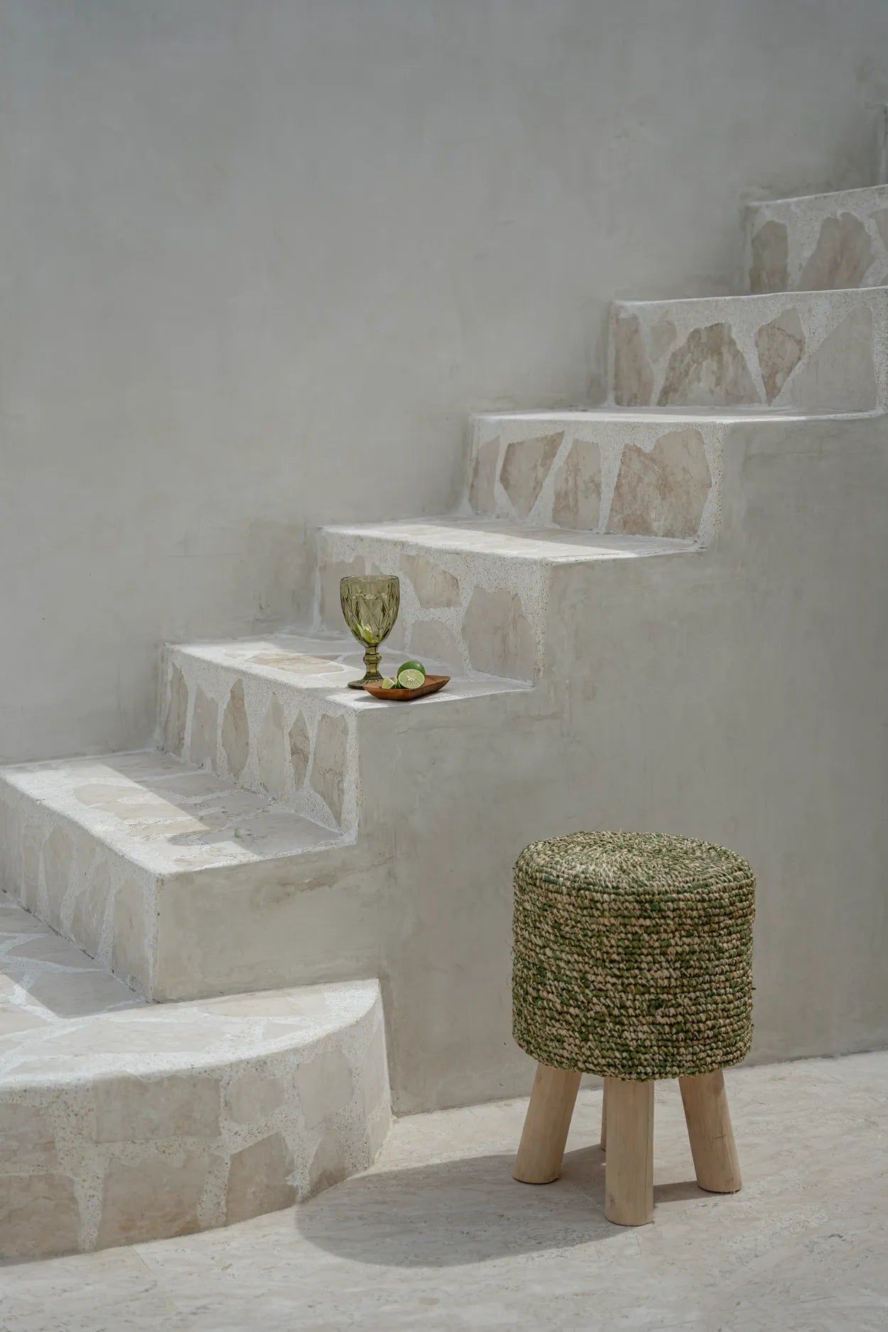 Der Raffia Tressed Hocker - Jungle GrünHocker