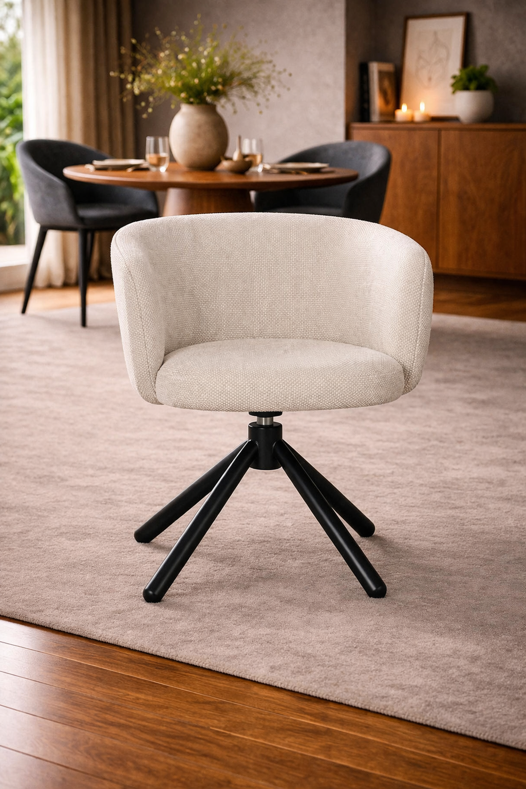 Drehbarer Armlehnstuhl Shell - Beige-Armlehnenstühle-Pole To Pole-le canapé