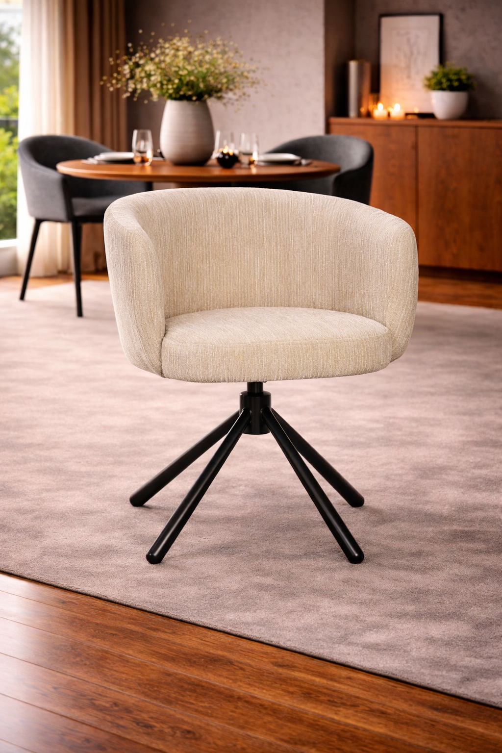 Drehbarer Armlehnstuhl Shell - Creme-Armlehnenstühle-Pole To Pole-le canapé