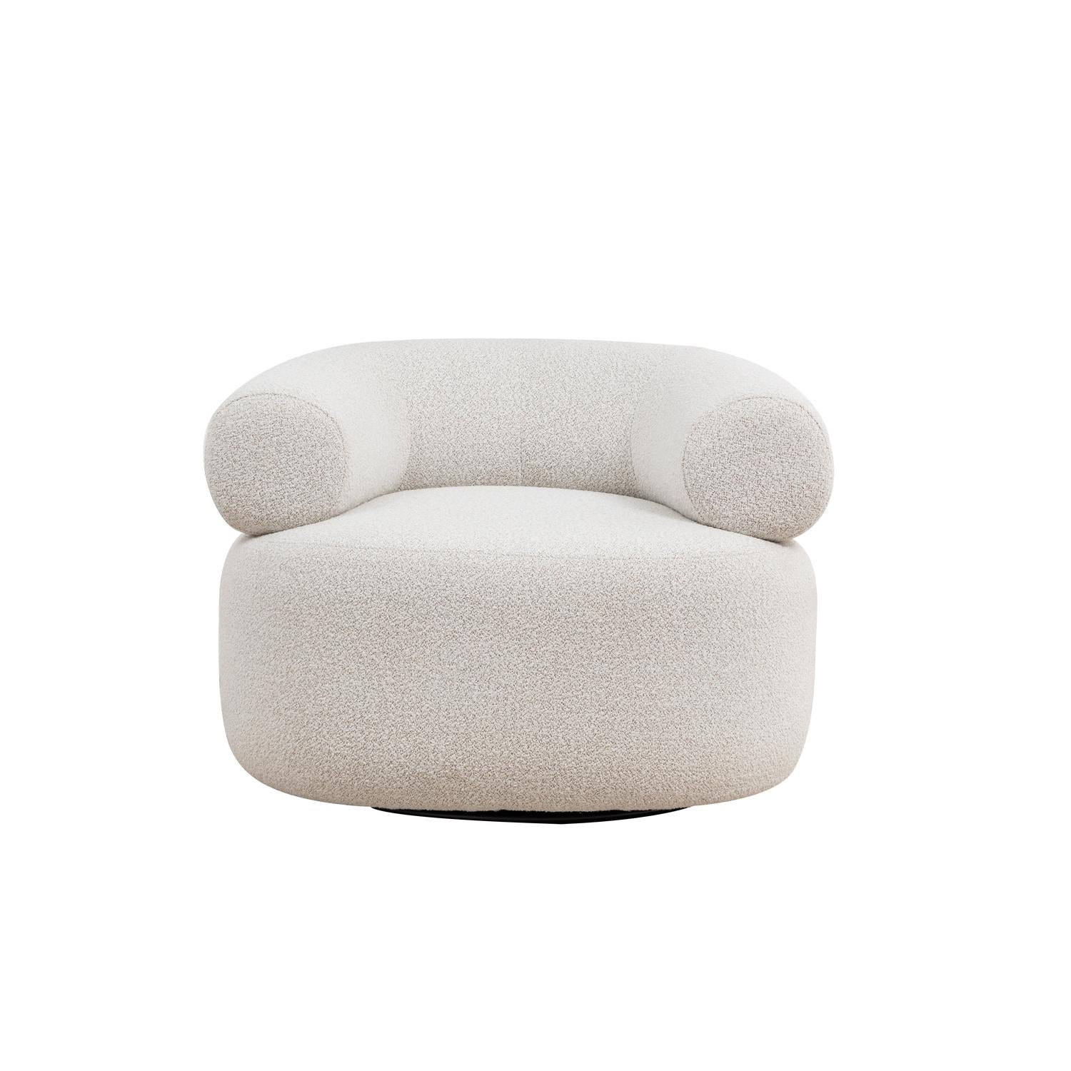 Drehsessel Alessa aus Teddy Bouclé - Weiß-Loungesessel-le canapé-le canapé