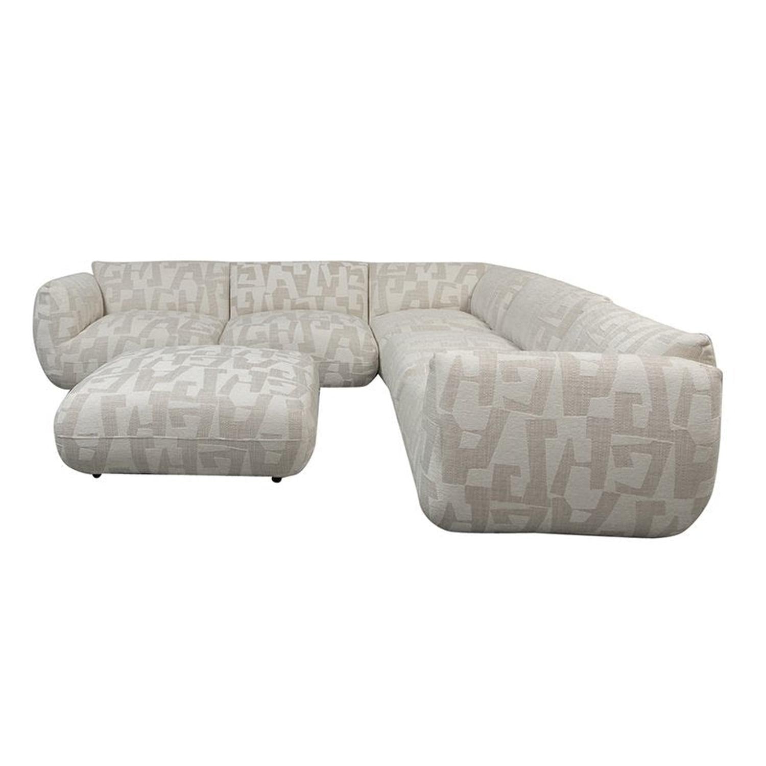 Ecksofa Amsterdam als 6-Sitzer mit Ottoman - Cremeweiß-6-Sitzer Sofas-Pole to Pole-le canapé