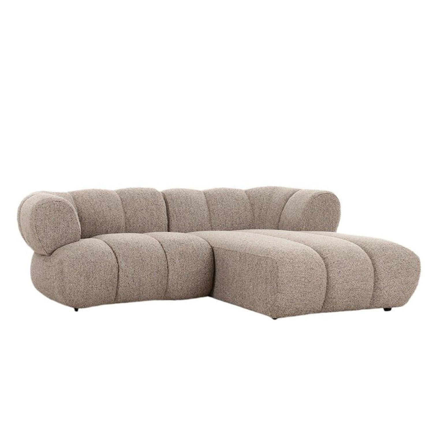 Ecksofa New York als 2,5-Sitzer aus Teddy Bouclé - Longchair rechts - Sand-Ecksofas-Pole To Pole-le canapé