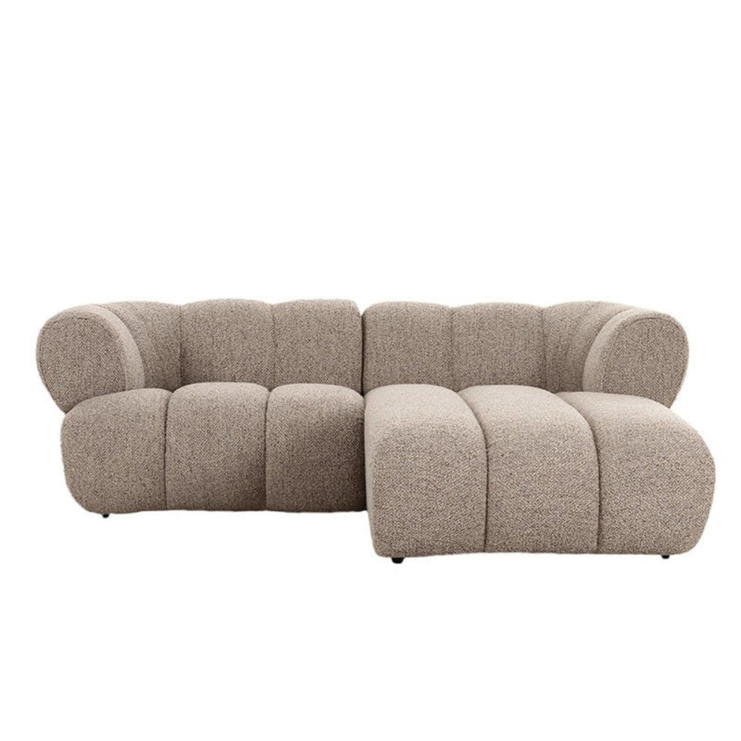 Ecksofa New York als 2,5-Sitzer aus Teddy Bouclé - Longchair rechts - Sand-Ecksofas-Pole To Pole-le canapé