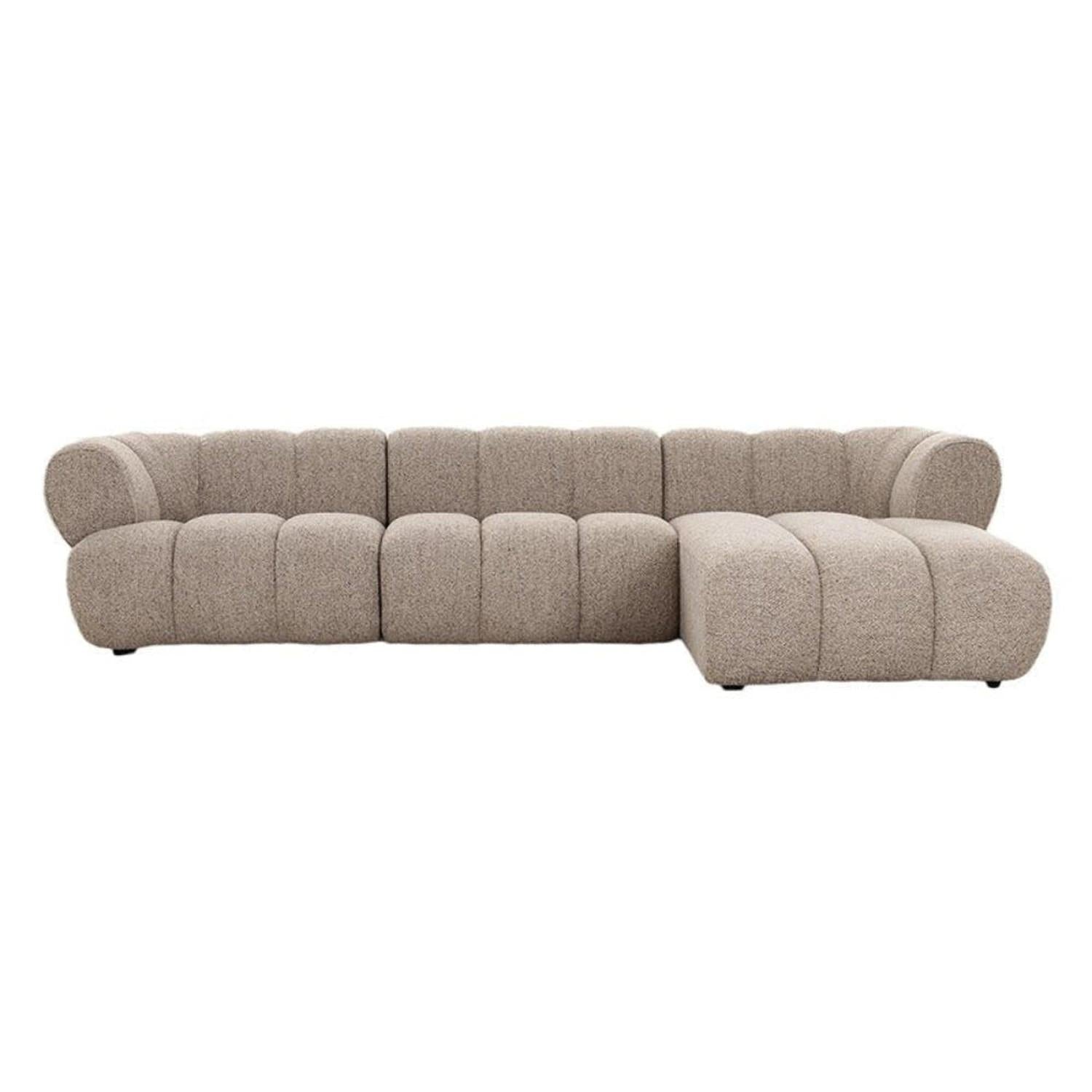 Ecksofa New York als 4-Sitzer aus Bouclé - Longchair rechts - Sand-Ecksofa-Pole to Pole-le canapé