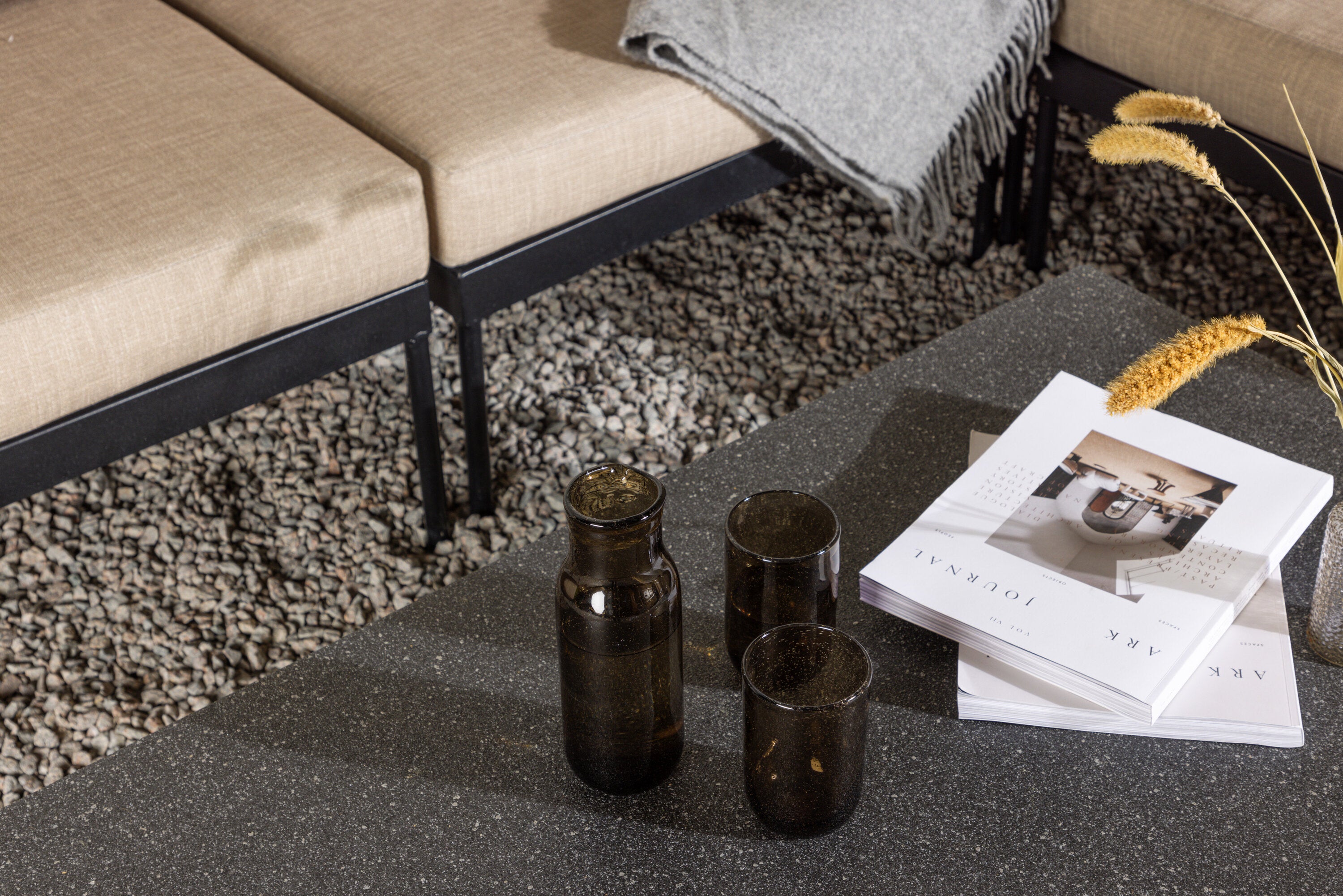 Ecksofa Set Pehnna aus Metall - Schwarz-Outdoor Sofas-Venture Home-le canapé
