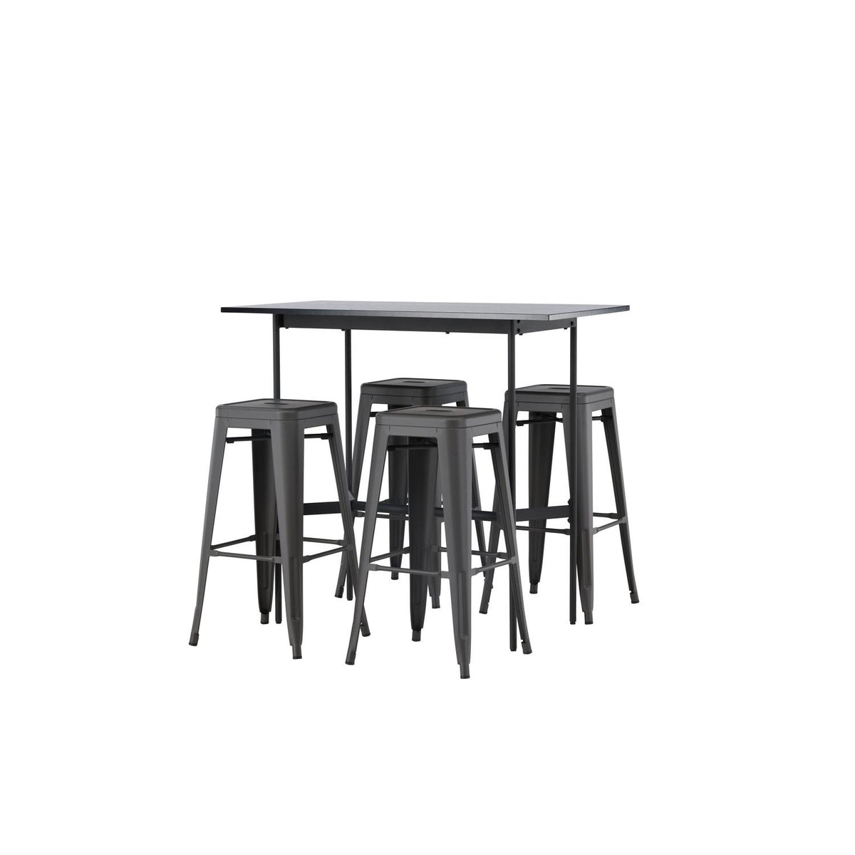 Essgruppe Bartisch Rax 120x60cm mit Barhockern Tempe - Grau-Essgruppen-Venture Home-le canapé