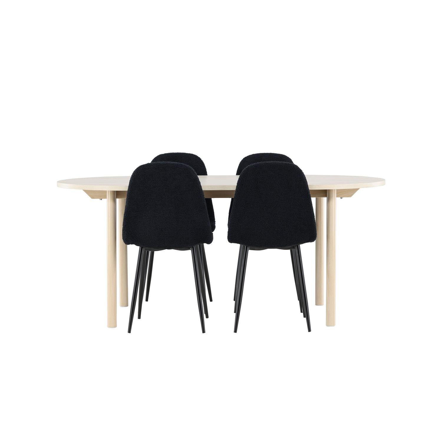 Essgruppe Esstisch Andy 180 x 90 mit Stühlen Polar - Schwarz-Essgruppen-Venture Home-le canapé