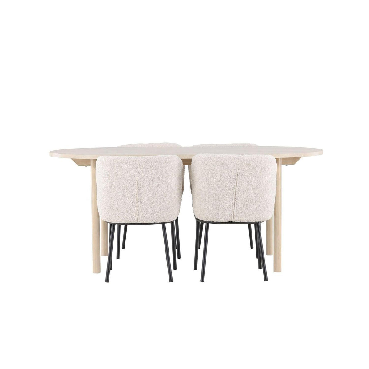 Essgruppe Esstisch Andy 180*90cm mit Stühlen Agnes aus Teddy-Boucle-Essgruppen Oval-Venture Home-le canapé