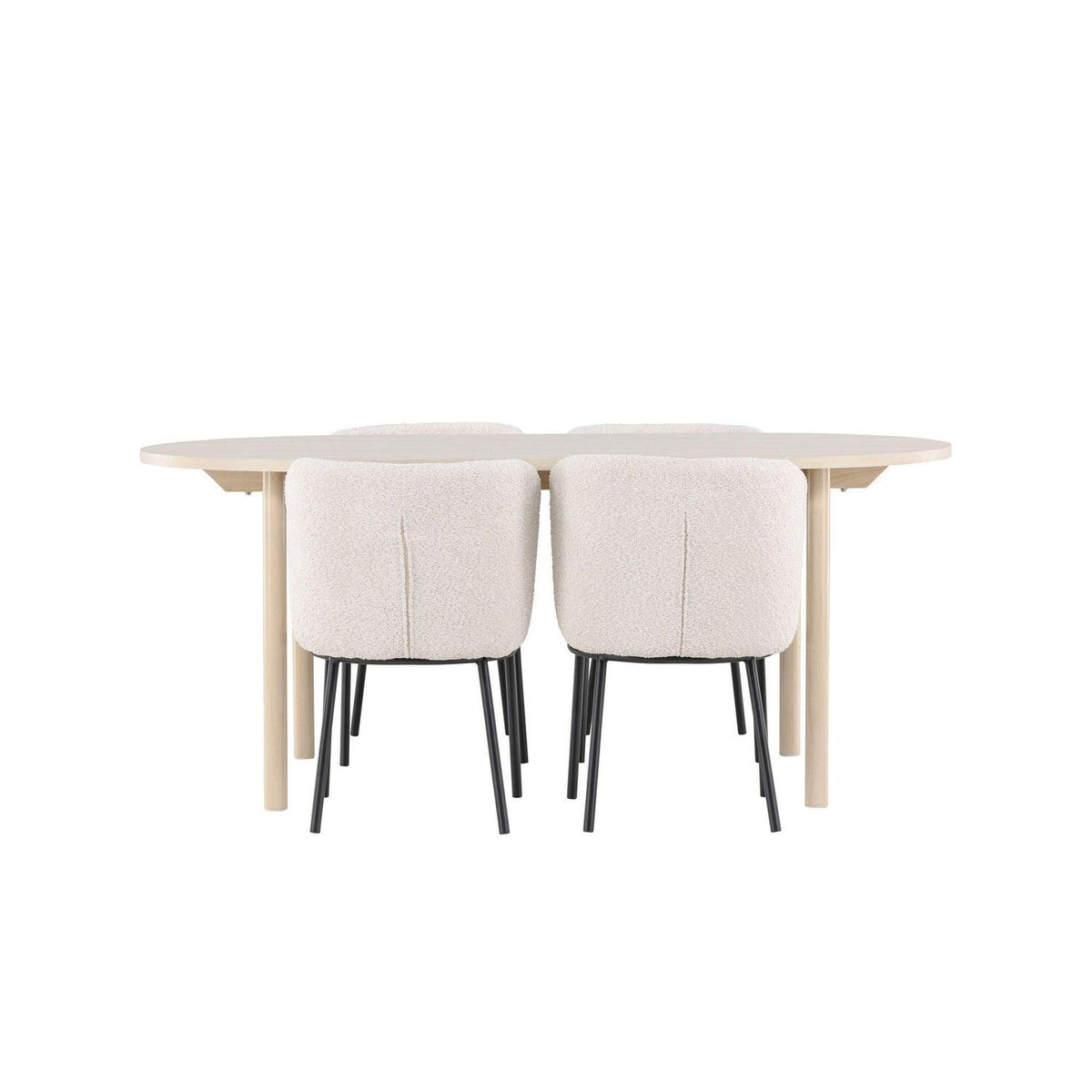 Essgruppe Esstisch Andy 180*90cm mit Stühlen Agnes aus Teddy-Boucle-Essgruppen Oval-Venture Home-le canapé