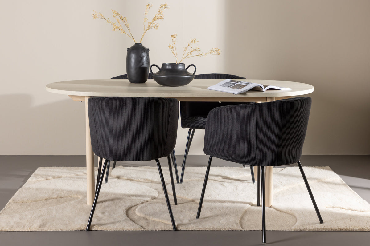Essgruppe Esstisch Andy 180*90cm mit Stühlen Berit aus Samt-Essgruppen-Venture Home-le canapé
