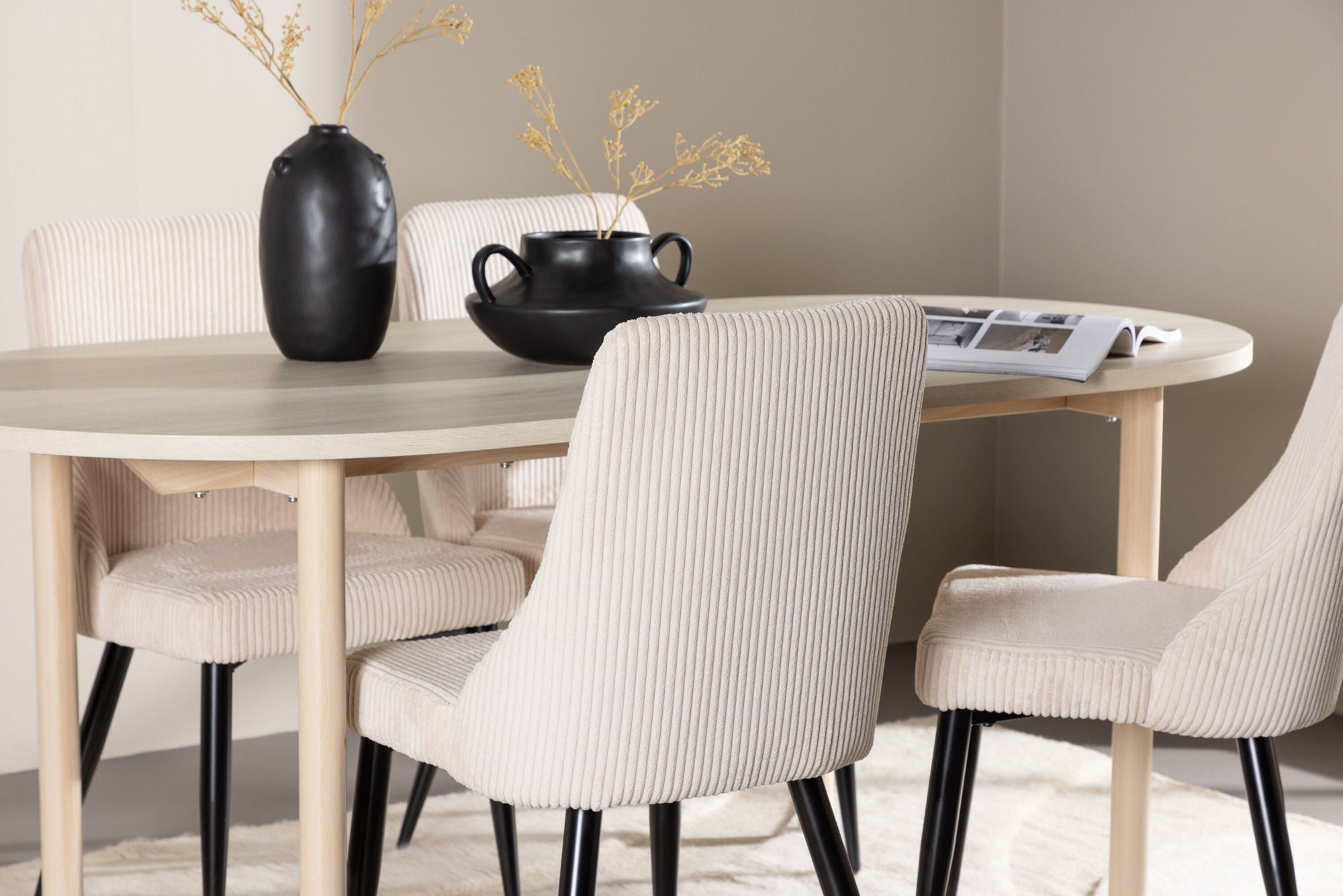 Essgruppe Esstisch Andy 180*90cm mit Stühlen Leone aus KordEssgruppe Oval