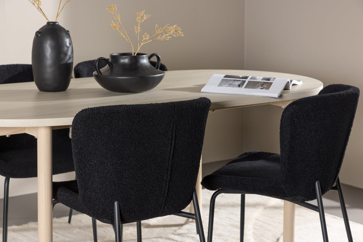 Essgruppe Esstisch Andy 180*90cm mit Stühlen Modesto aus Teddy-Boucle-Essgruppen-Venture Home-le canapé