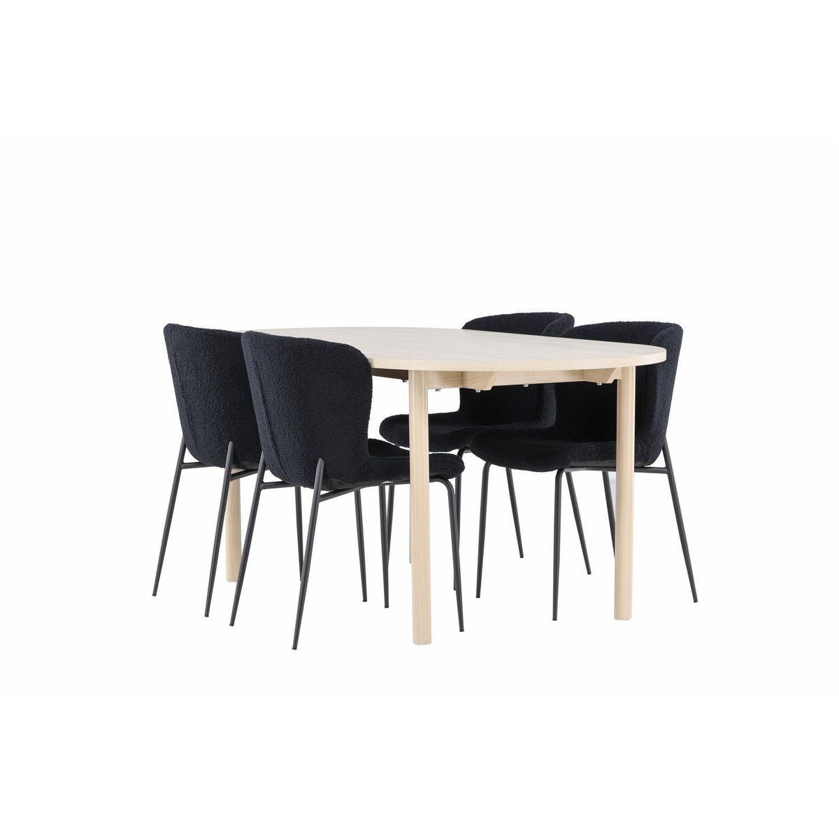 Essgruppe Esstisch Andy 180*90cm mit Stühlen Modesto aus Teddy-Boucle-Essgruppen-Venture Home-le canapé