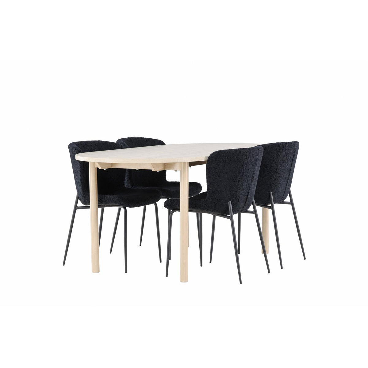Essgruppe Esstisch Andy 180*90cm mit Stühlen Modesto aus Teddy-Boucle-Essgruppen-Venture Home-le canapé