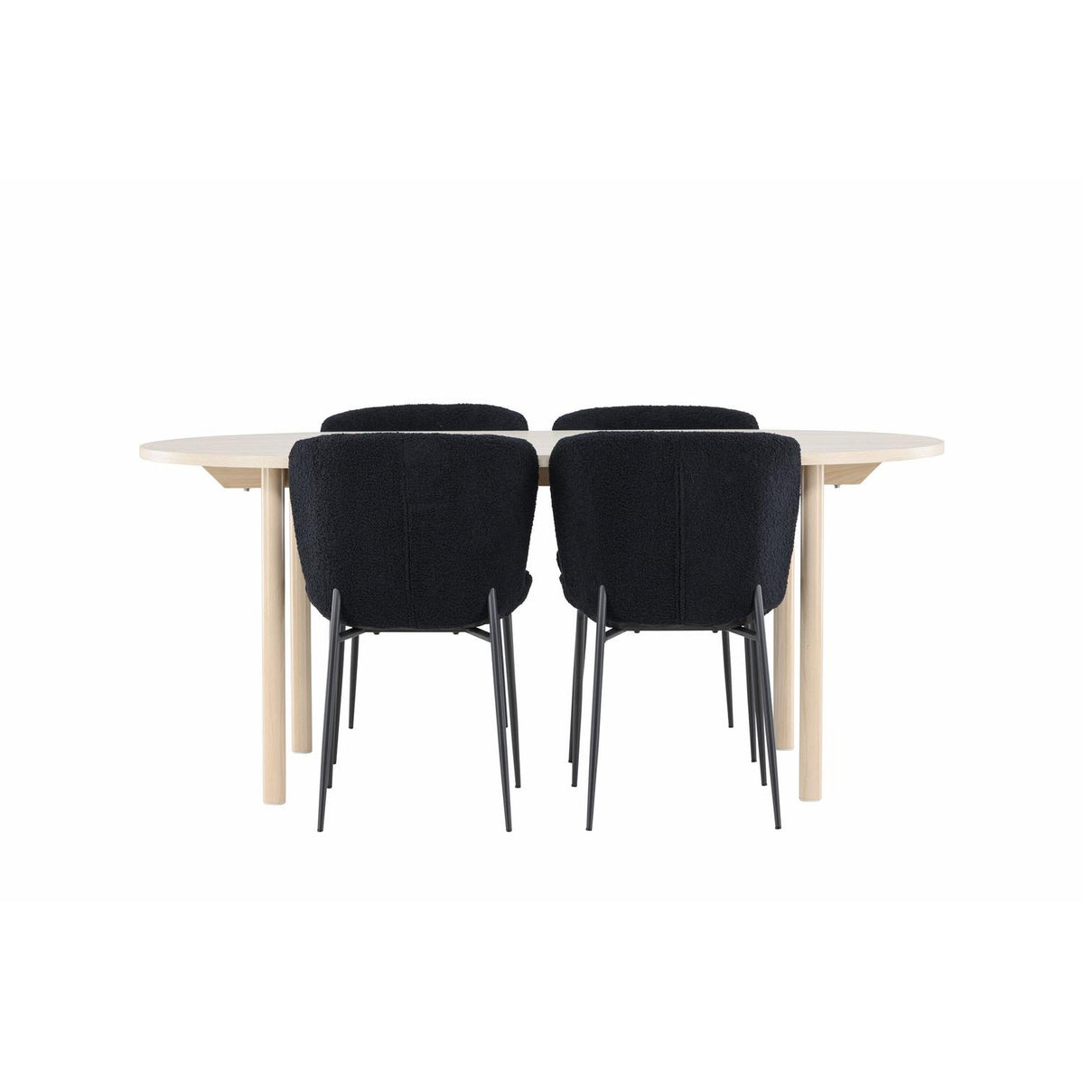 Essgruppe Esstisch Andy 180*90cm mit Stühlen Modesto aus Teddy-Boucle-Essgruppen-Venture Home-le canapé