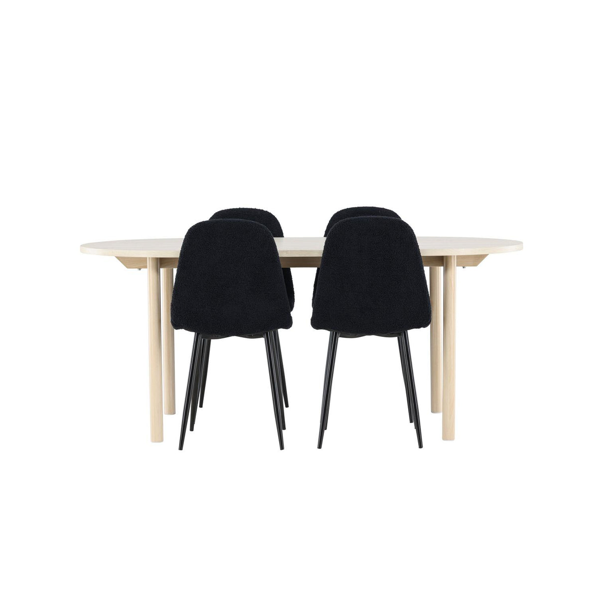 Essgruppe Esstisch Andy 180*90cm mit Stühlen Polar aus Teddy-Boucle-Essgruppen-Venture Home-le canapé