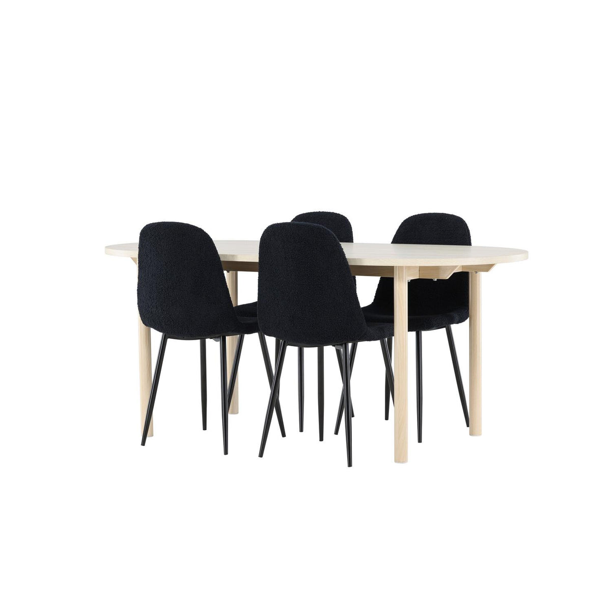 Essgruppe Esstisch Andy 180*90cm mit Stühlen Polar aus Teddy-Boucle-Essgruppen-Venture Home-le canapé