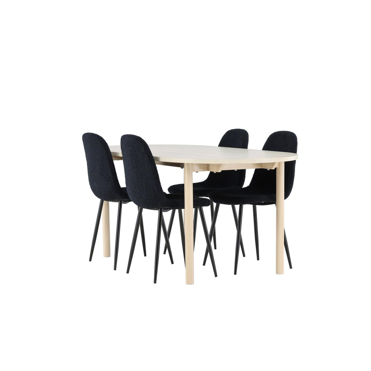 Essgruppe Esstisch Andy 180*90cm mit Stühlen Polar aus Teddy-Boucle-Essgruppen-Venture Home-le canapé