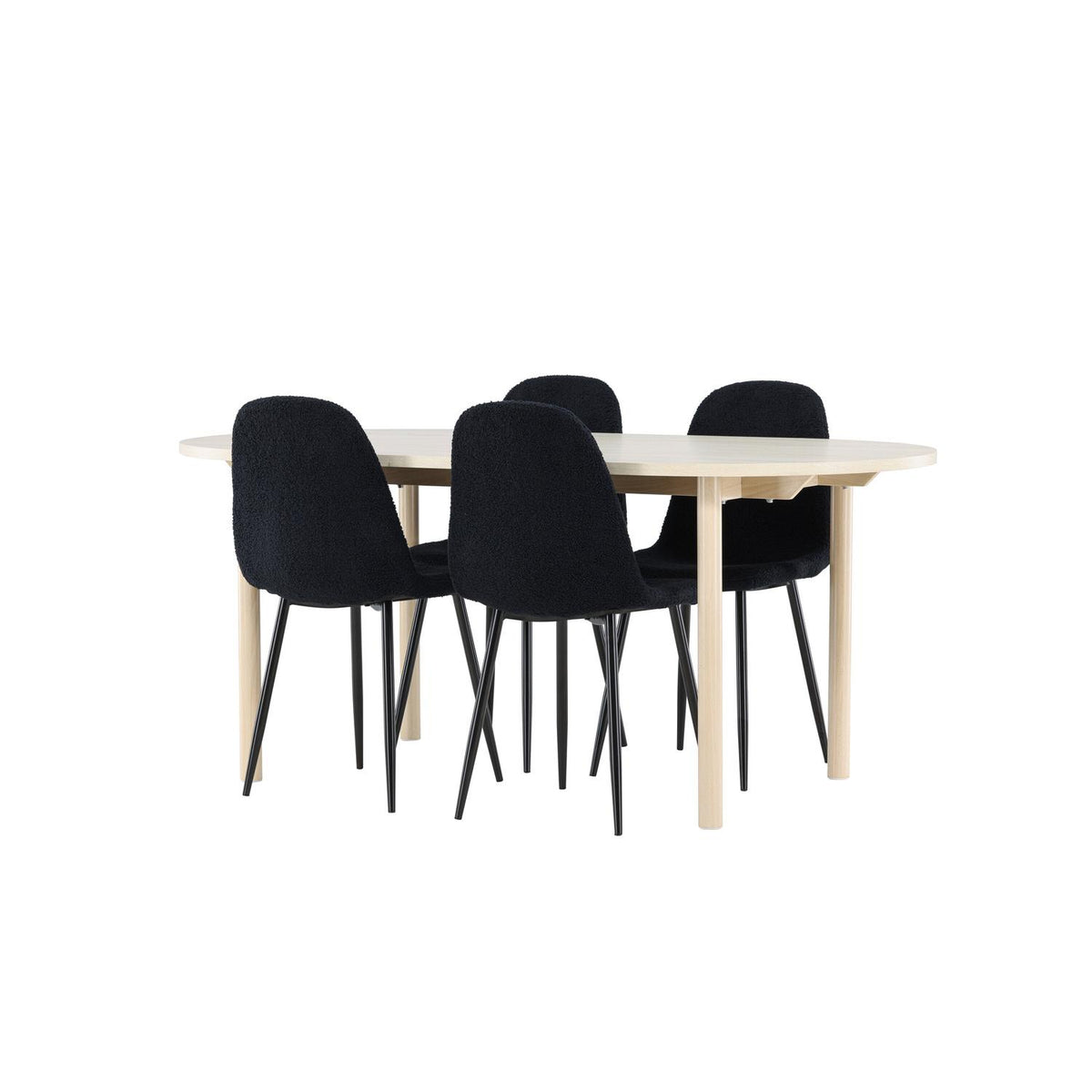 Essgruppe Esstisch Andy 180*90cm mit Stühlen Polar aus Teddy-Boucle-Essgruppen-Venture Home-le canapé