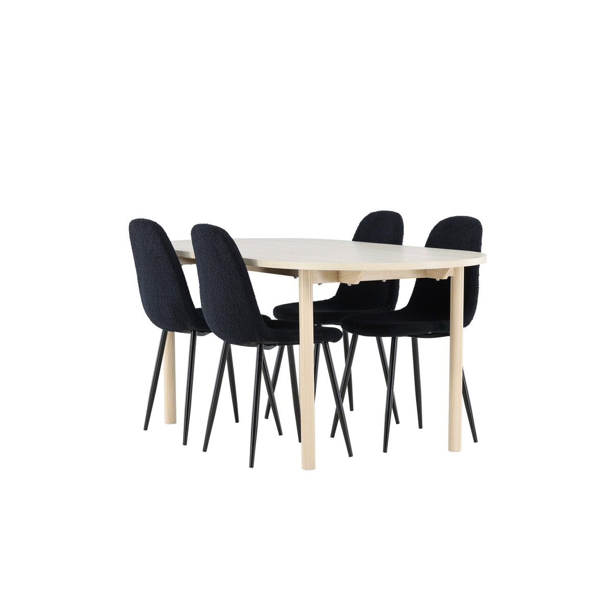 Essgruppe Esstisch Andy 180*90cm mit Stühlen Polar aus Teddy-Boucle-Essgruppen-Venture Home-le canapé