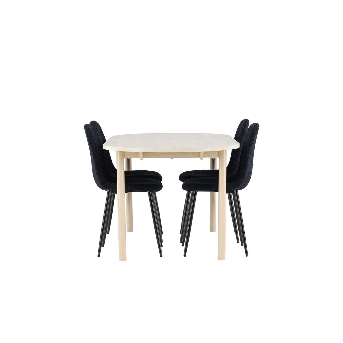 Essgruppe Esstisch Andy 180*90cm mit Stühlen Polar aus Teddy-Boucle-Essgruppen-Venture Home-le canapé