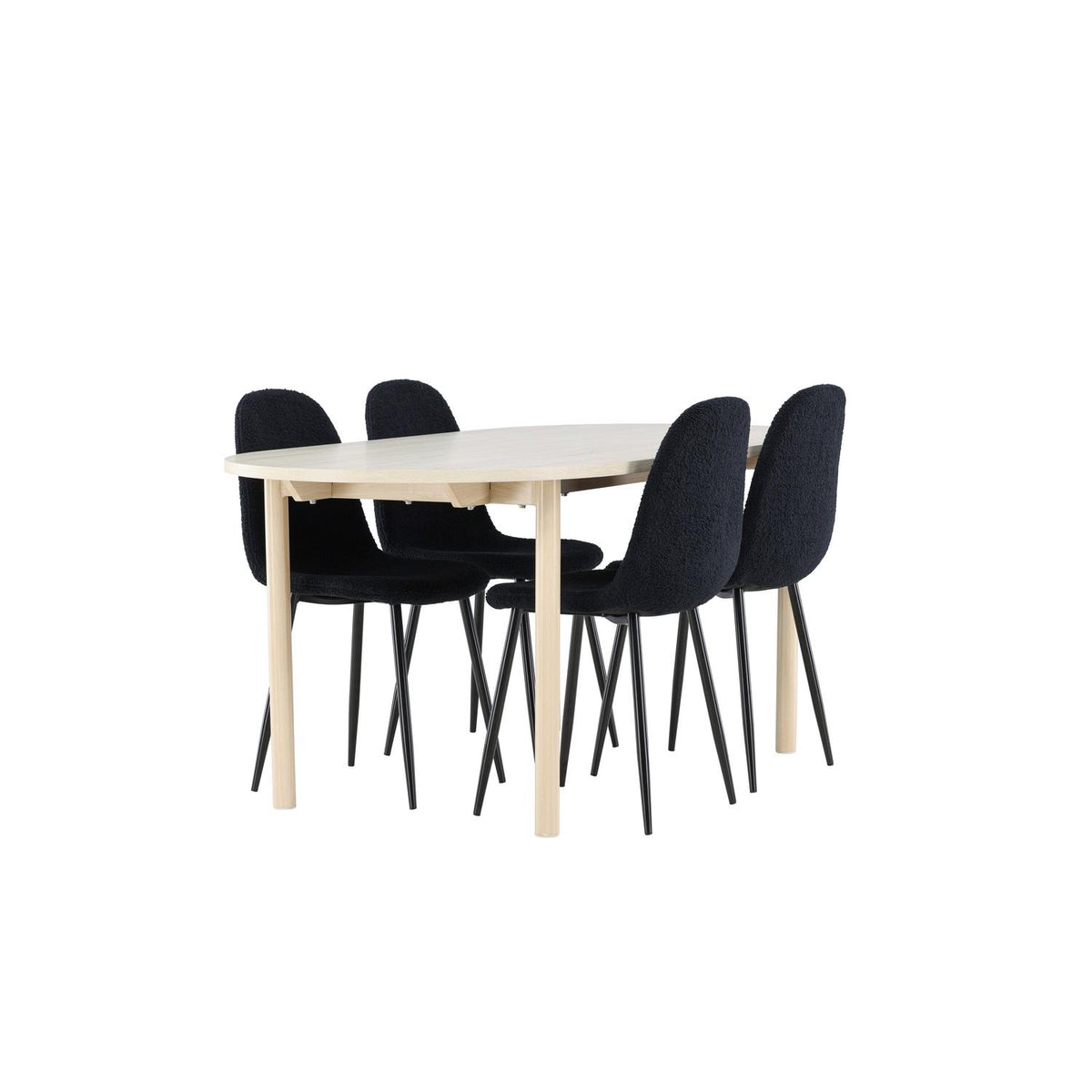 Essgruppe Esstisch Andy 180*90cm mit Stühlen Polar aus Teddy-Boucle-Essgruppen-Venture Home-le canapé